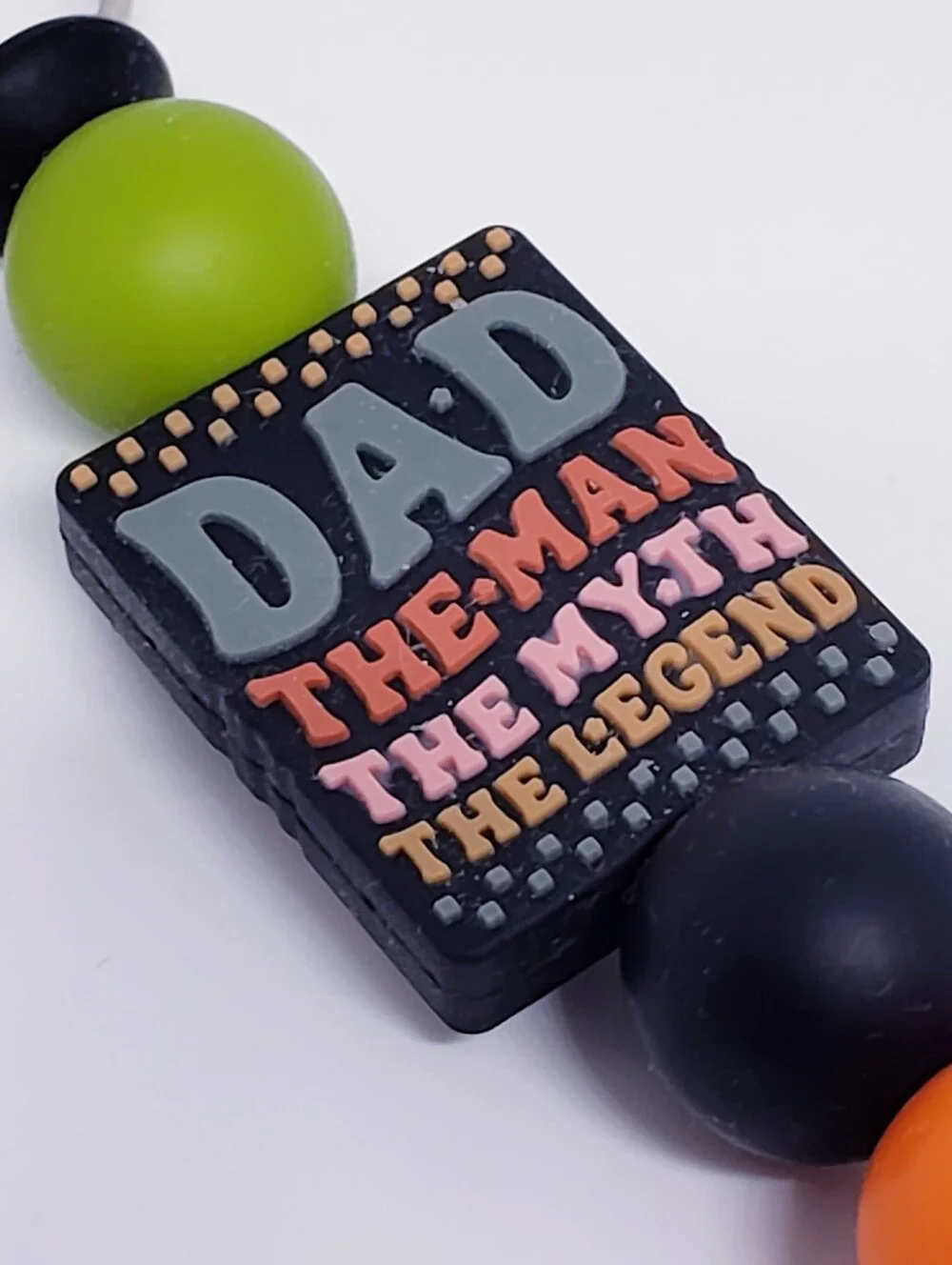 Handmade Dad The Man The Myth The Legend Silicone Focal Beaded Keychain